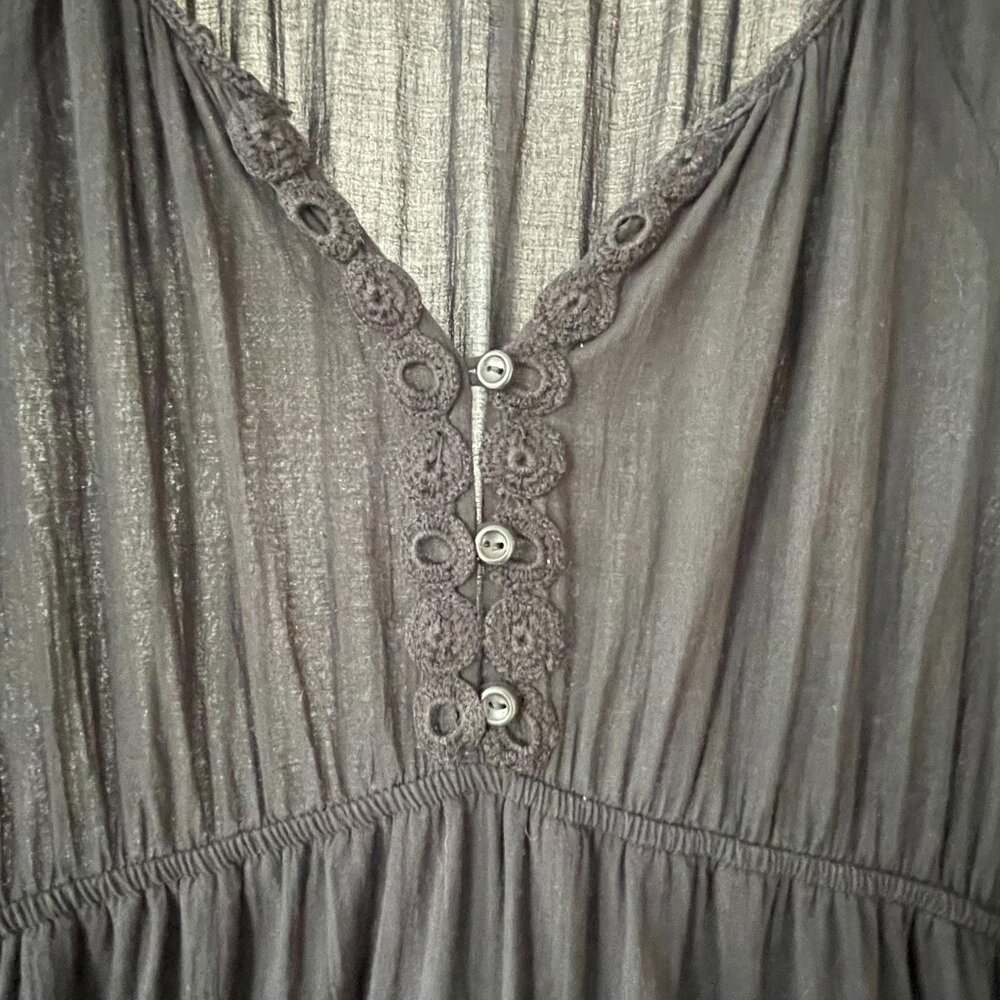 Black Boho Peasant Dress with crochet detailing - Picture 4 of 14